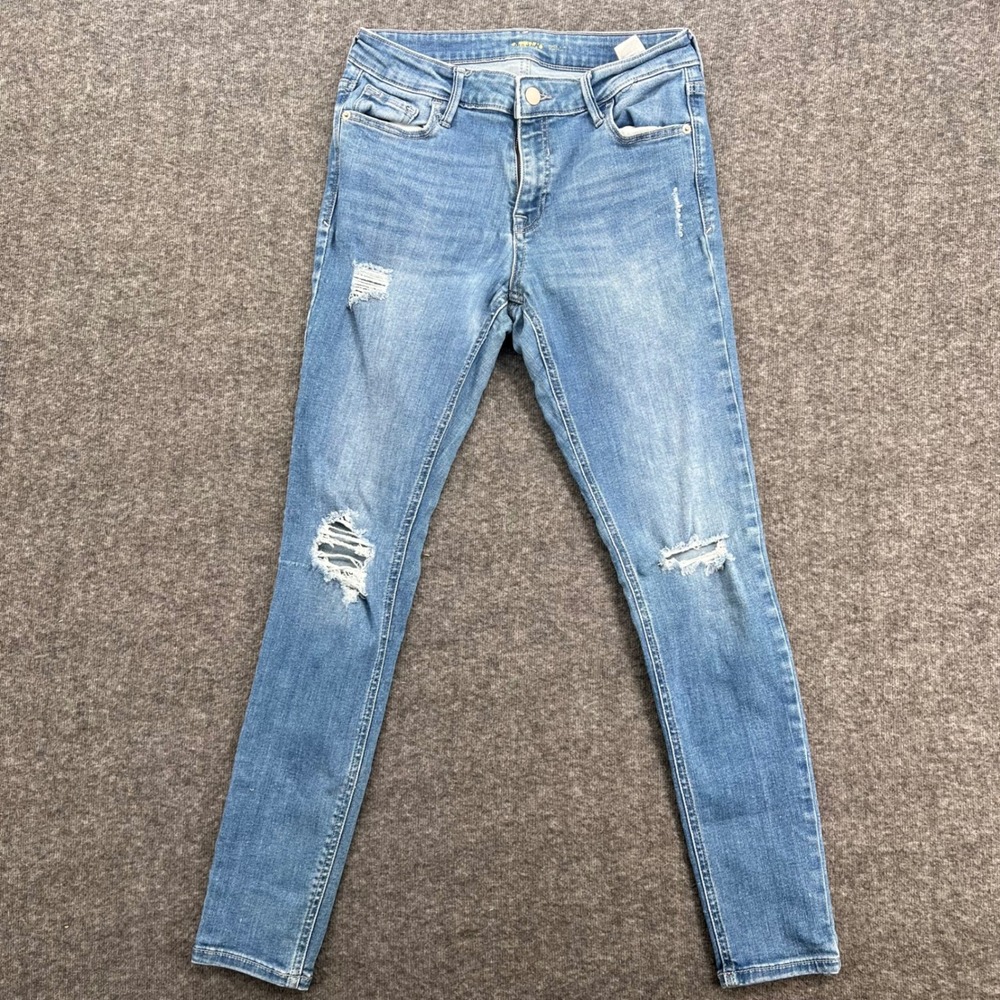 Old Navy Rockstar Skinny Jeans Womens 6 Medium Wash‎ Distressed Ripped Knee Blue